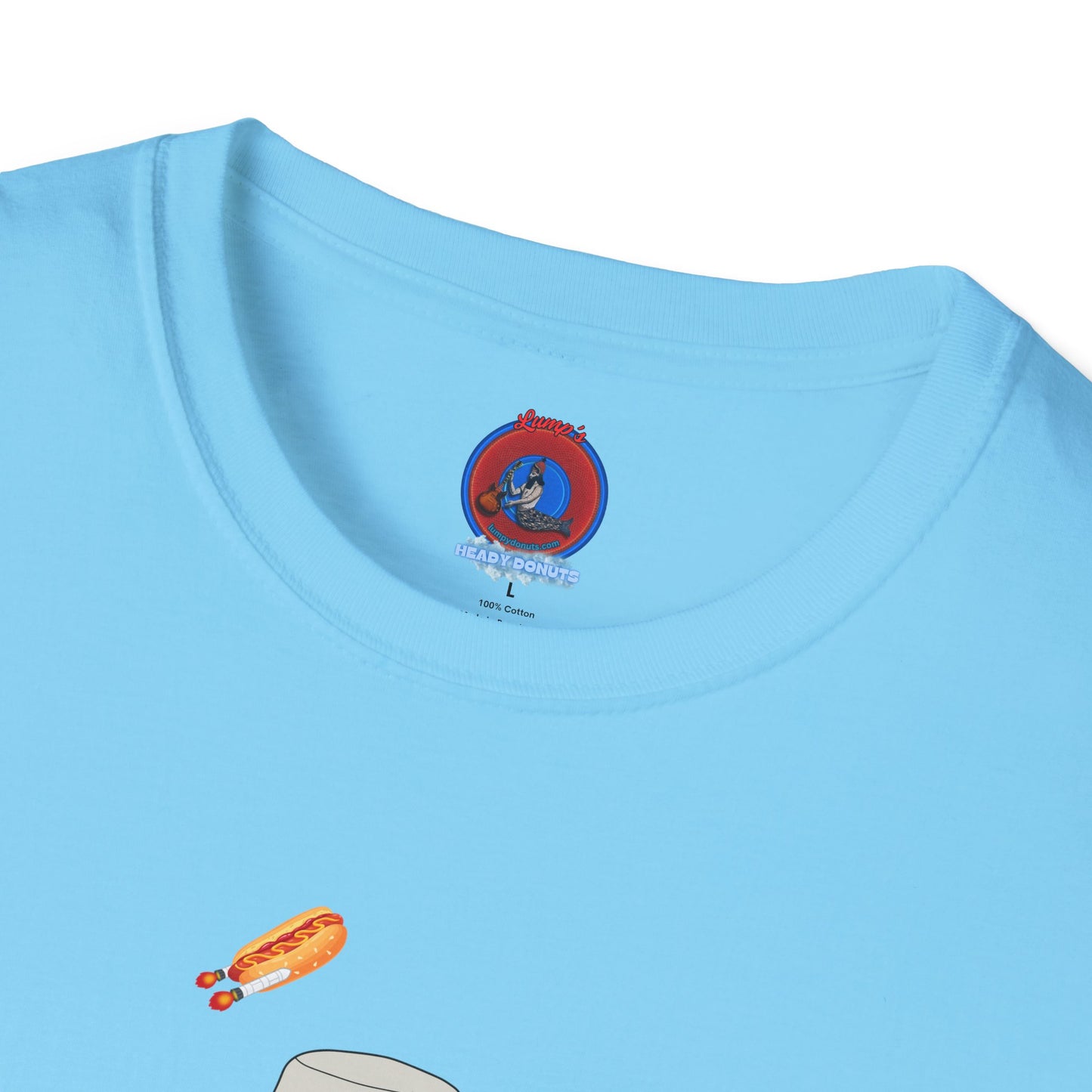 Classic Donut Tee - Unisex Soft-Style - "Gonzo Donut - Fear & Loathing in Gamehendge" -  vivid red donut w/raw dogger - variant 6