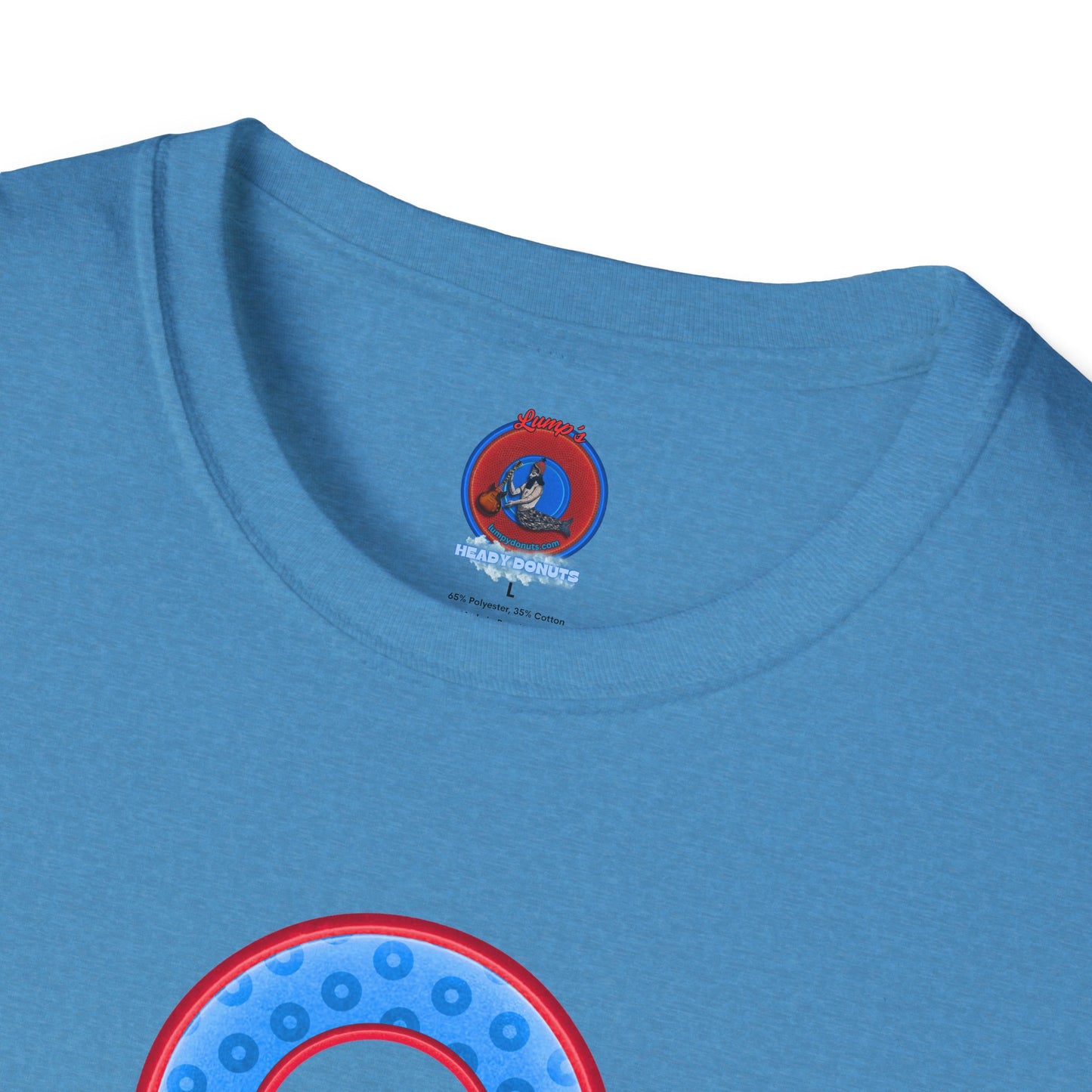 Plain Donuts/Unisex Soft-Style - "Plain Wide Mouthed Paradoxical Donuts" - light blue/red donuts