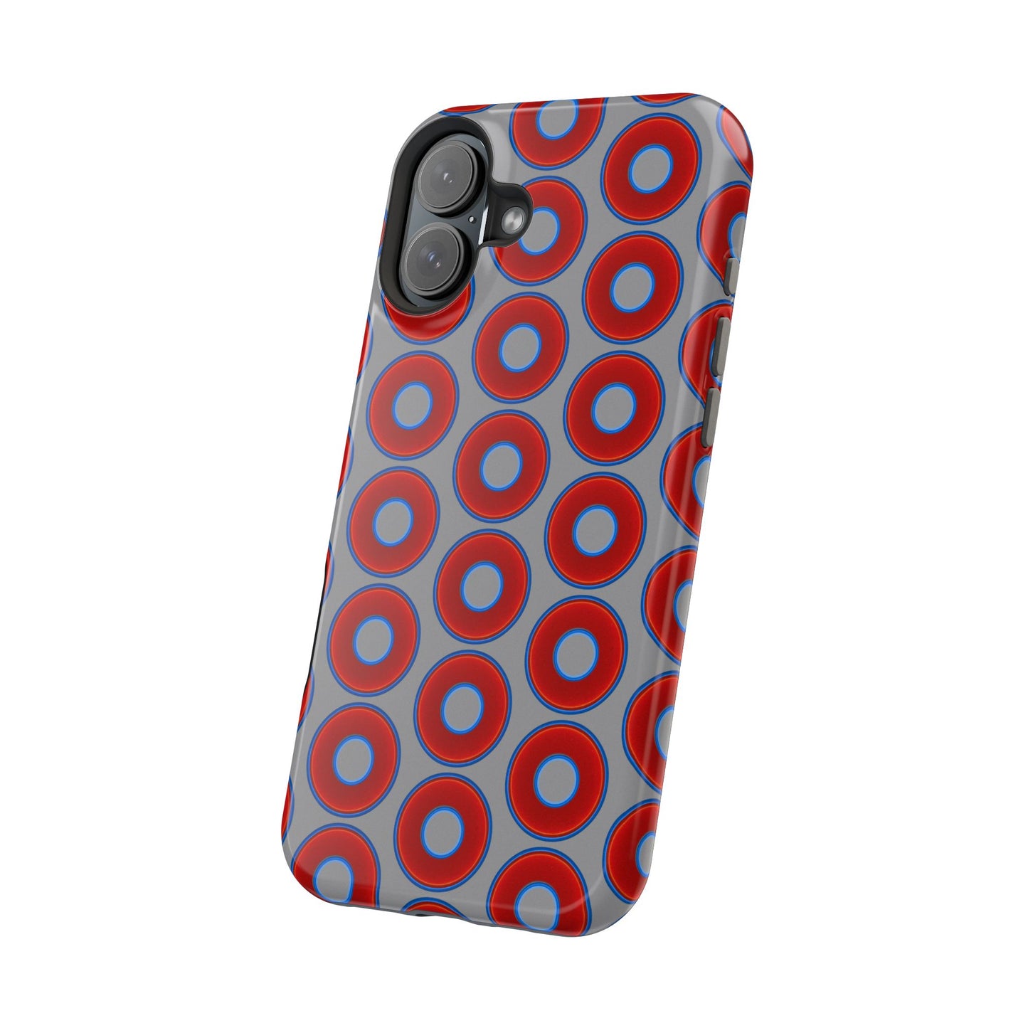 Magnetic Tough Donut Case - red vivid donut print w/gray background