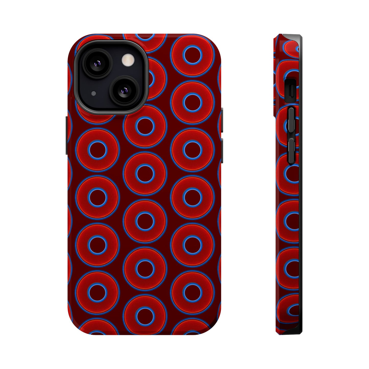 Magnetic Tough Donut Case - red vivid donut print w/dark red background