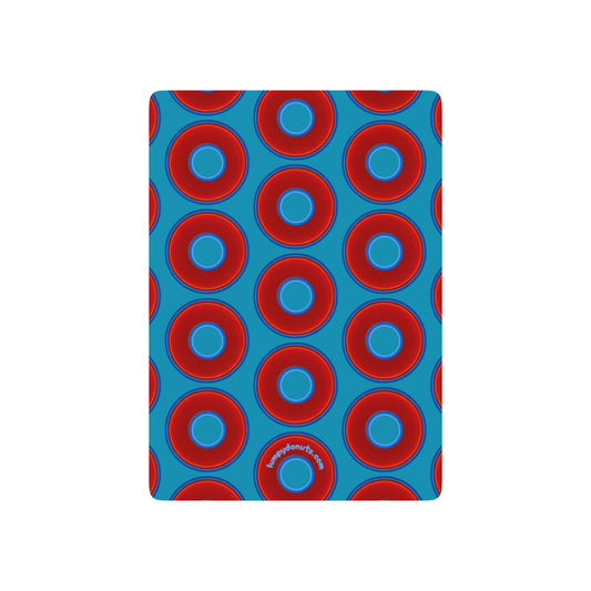 Lumpy Donut Playing Decks - 52-cards - red vivid donuts w/aquamarine blue background
