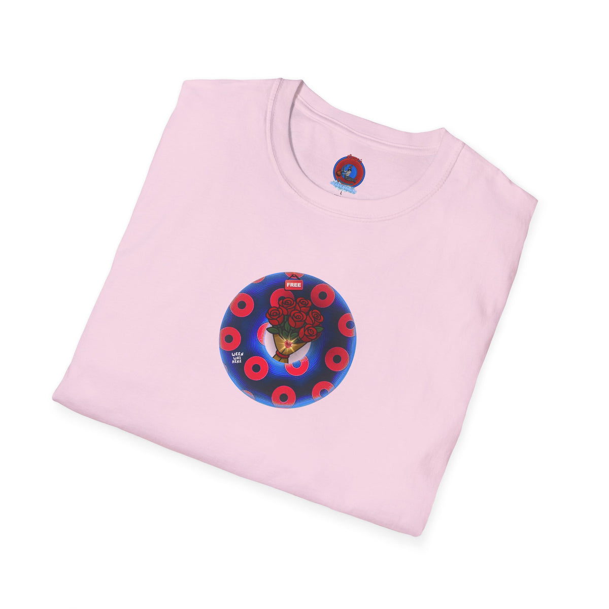 Classic Donut Tee - Unisex Soft-Style - "Donuts of Phreedom" - red/blue paradoxical blimpy donut