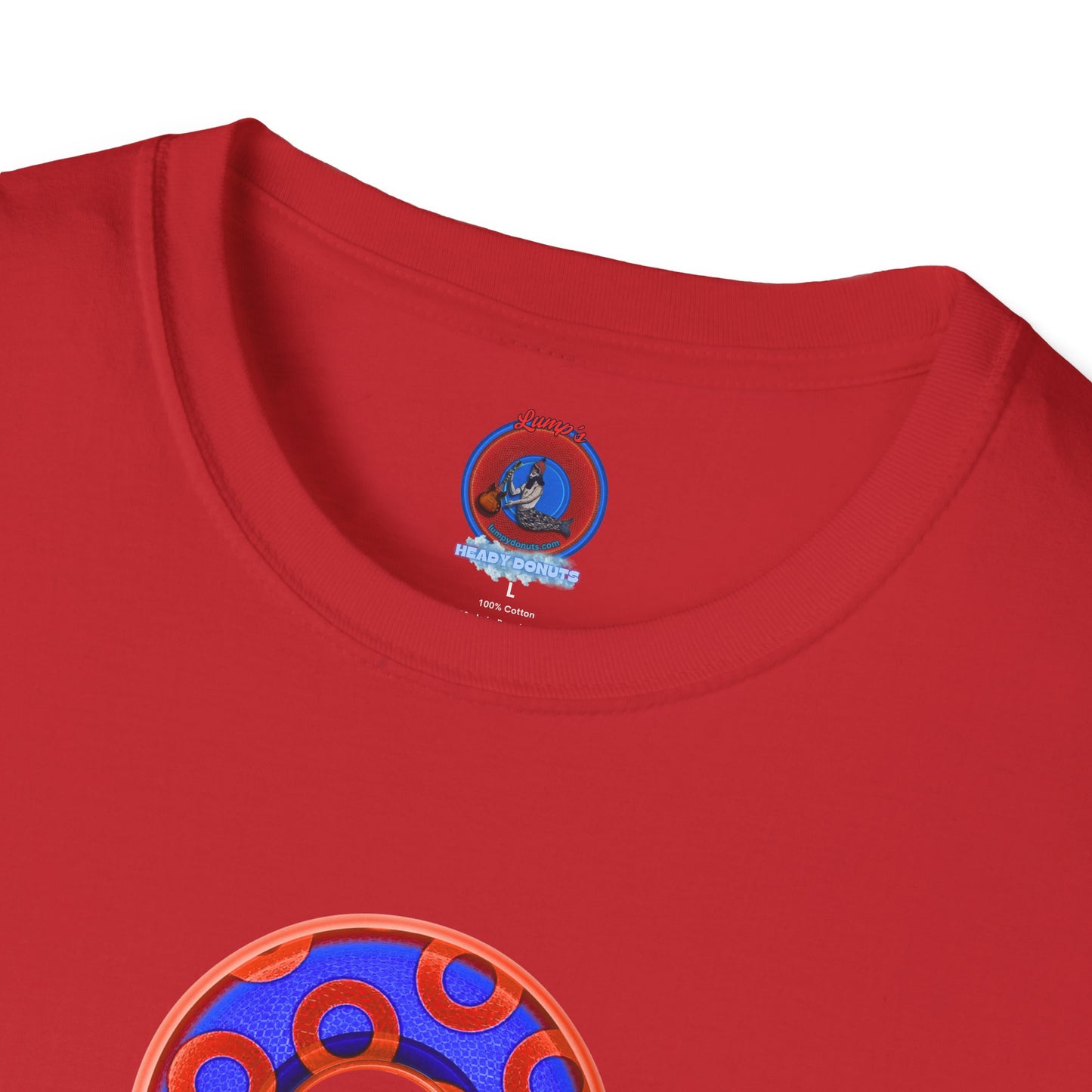Plain Donuts/Unisex Soft-Style - "Plain Rustic Paradoxical Donuts" - electric blue/red donuts
