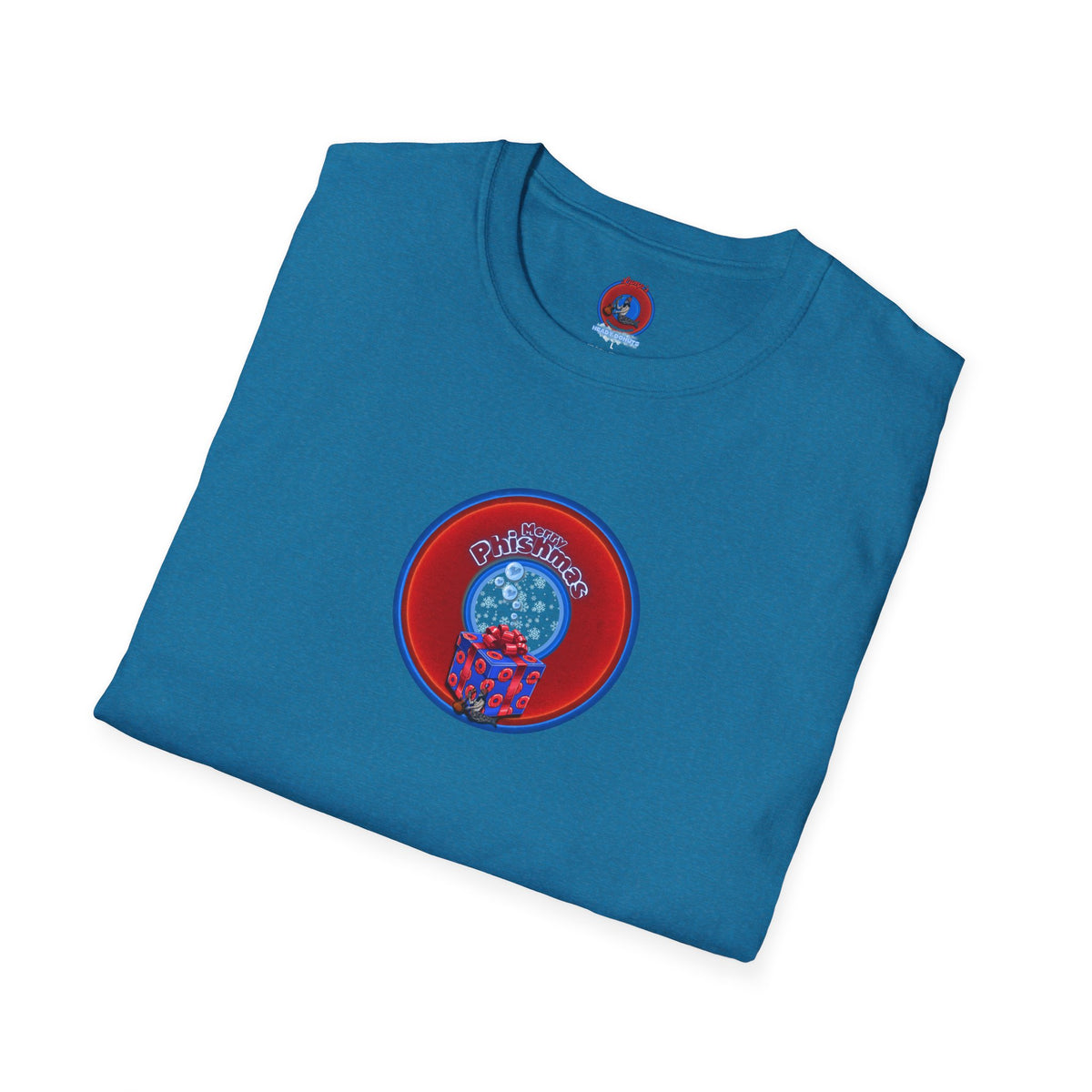 Classic Donut Tee - Unisex Soft-Style - "Phishmas Caroler's Tee " - vivid red/blue donut - variant 3