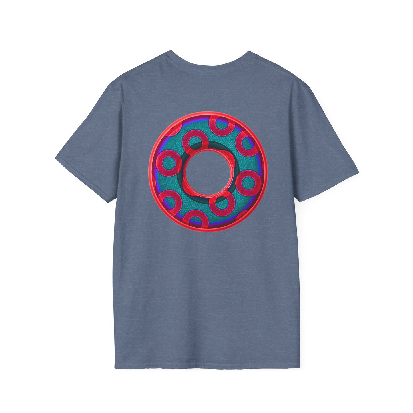Plain Donuts/Unisex Soft-Style - "Plain Rustic Paradoxical Donuts" - red/steel blue donuts