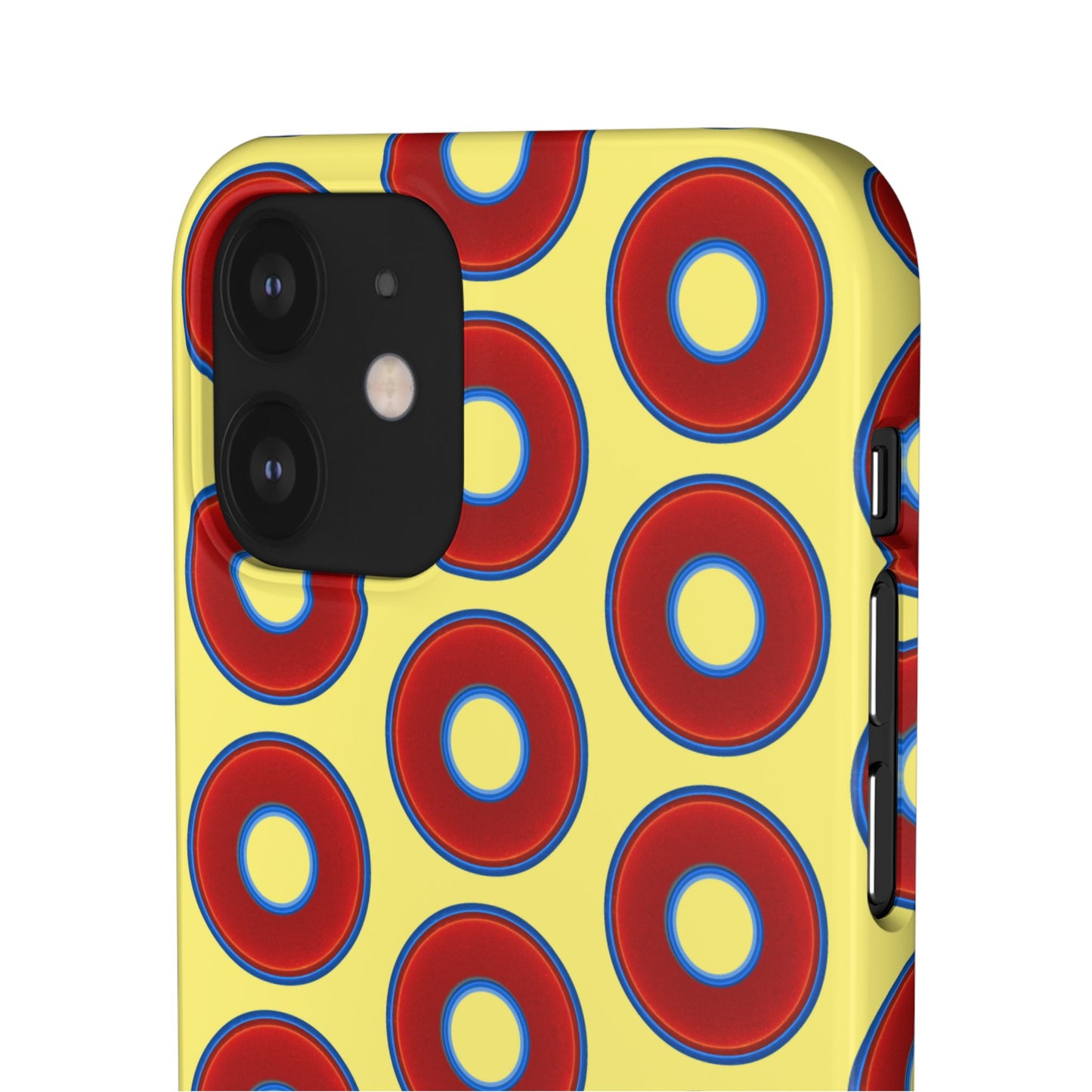 Lumpy Donut Snap Case - red vivid donut print w/yellow background