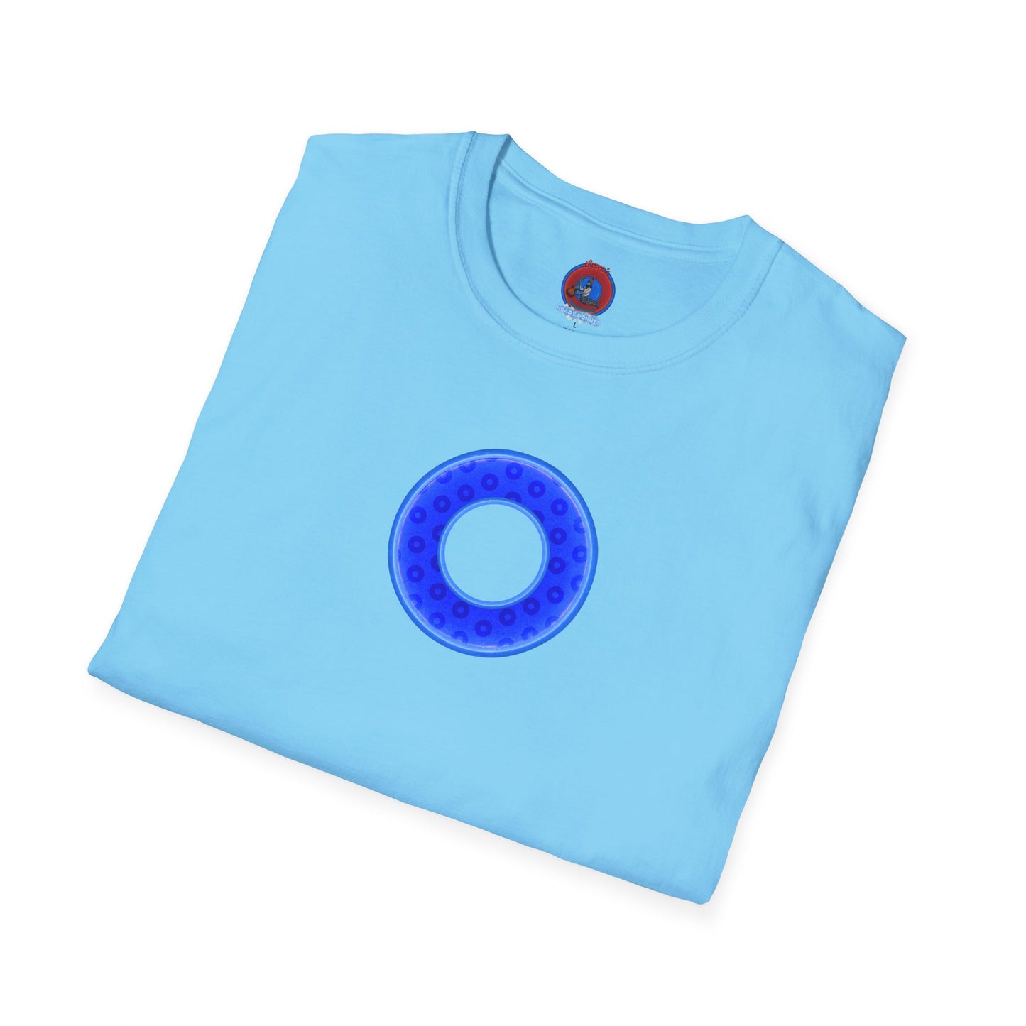 Plain Donuts/Unisex Soft-Style - "Plain Wide Mouthed Paradoxical Donuts" - bright blue/light blue blue donuts