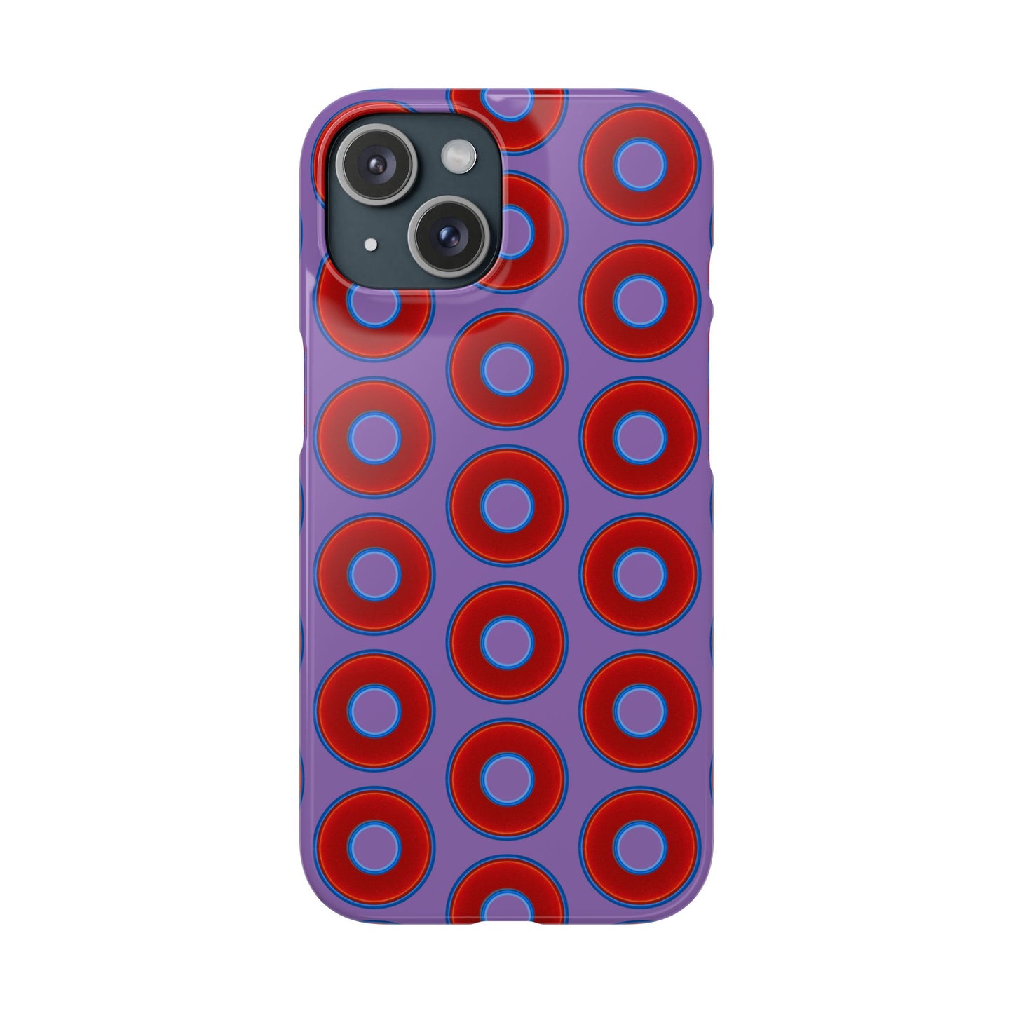 Lumpy Donut Snap Case - red vivid donut print w/light purple background