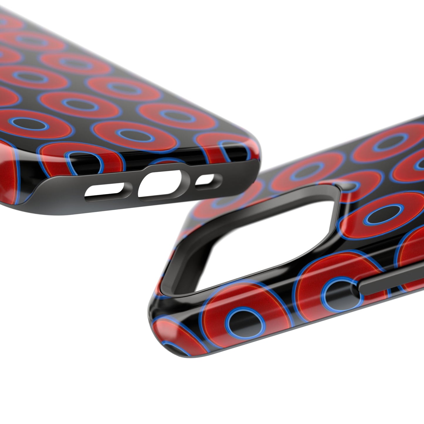 Magnetic Tough Donut Case - red vivid donut print w/black background