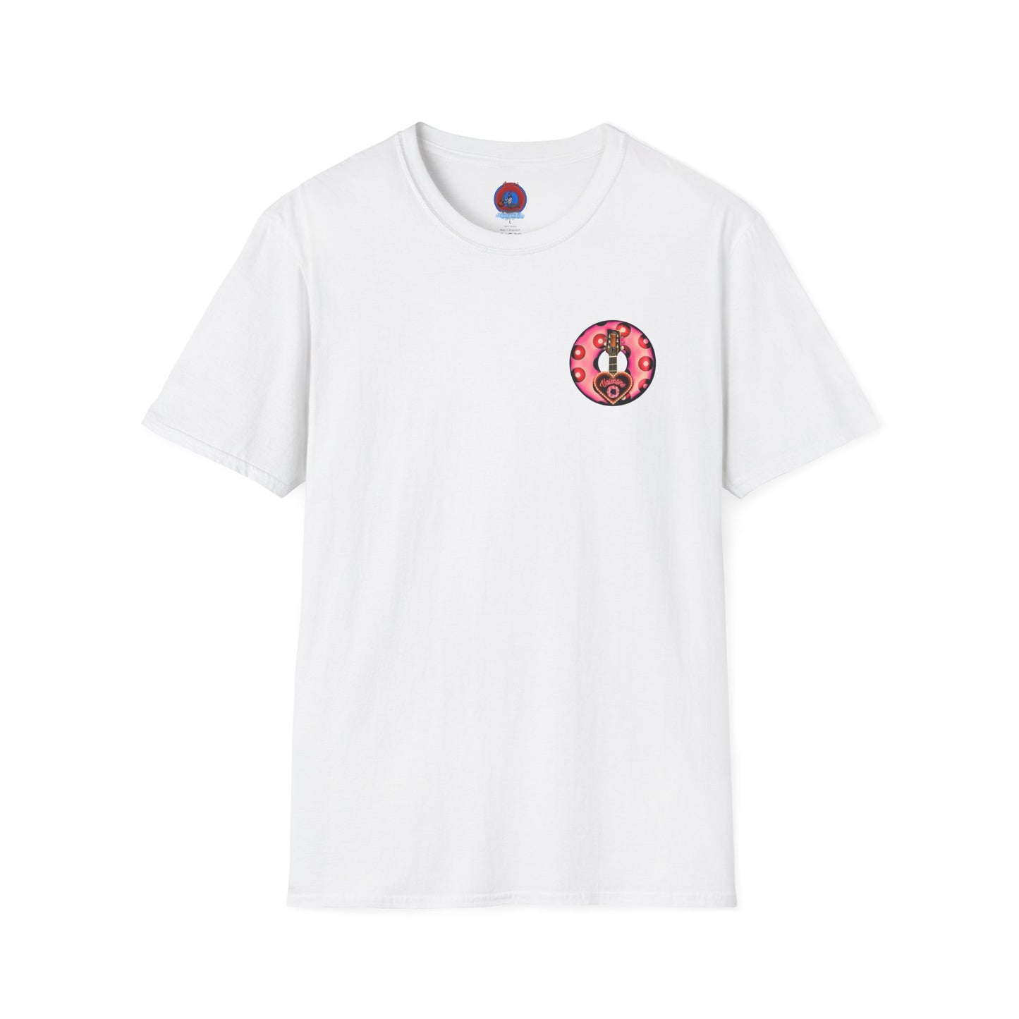 Classic Donut Tee - Unisex Soft-Style - "Would You Be My Donut?" - paradoxical faded magenta/red donut - variant 1