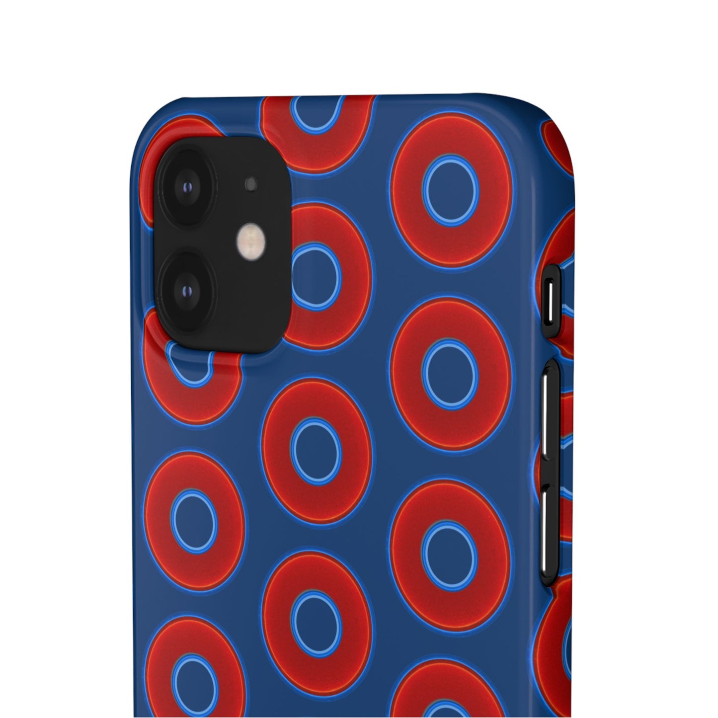 Lumpy Donut Snap Case - red vivid donut print w/Atlantic navy blue background