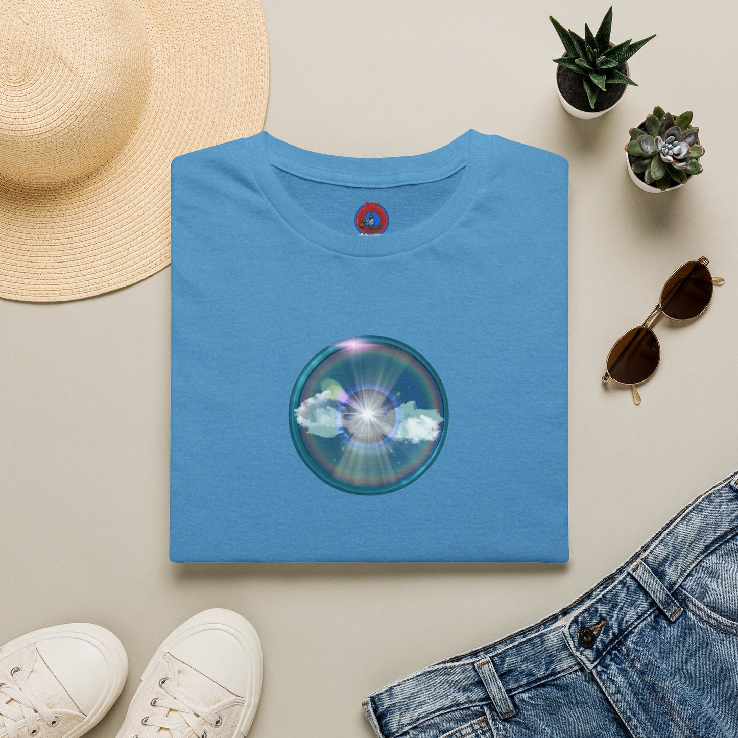 Classic Donut Tee - Unisex Soft-Style - "The Original Divided Donut' - light blue sky donut
