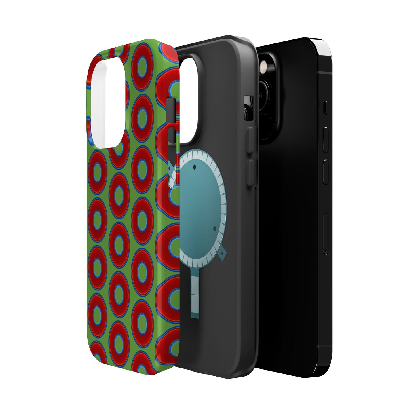 Magnetic Tough Donut Case - red vivid donut print w/light green background