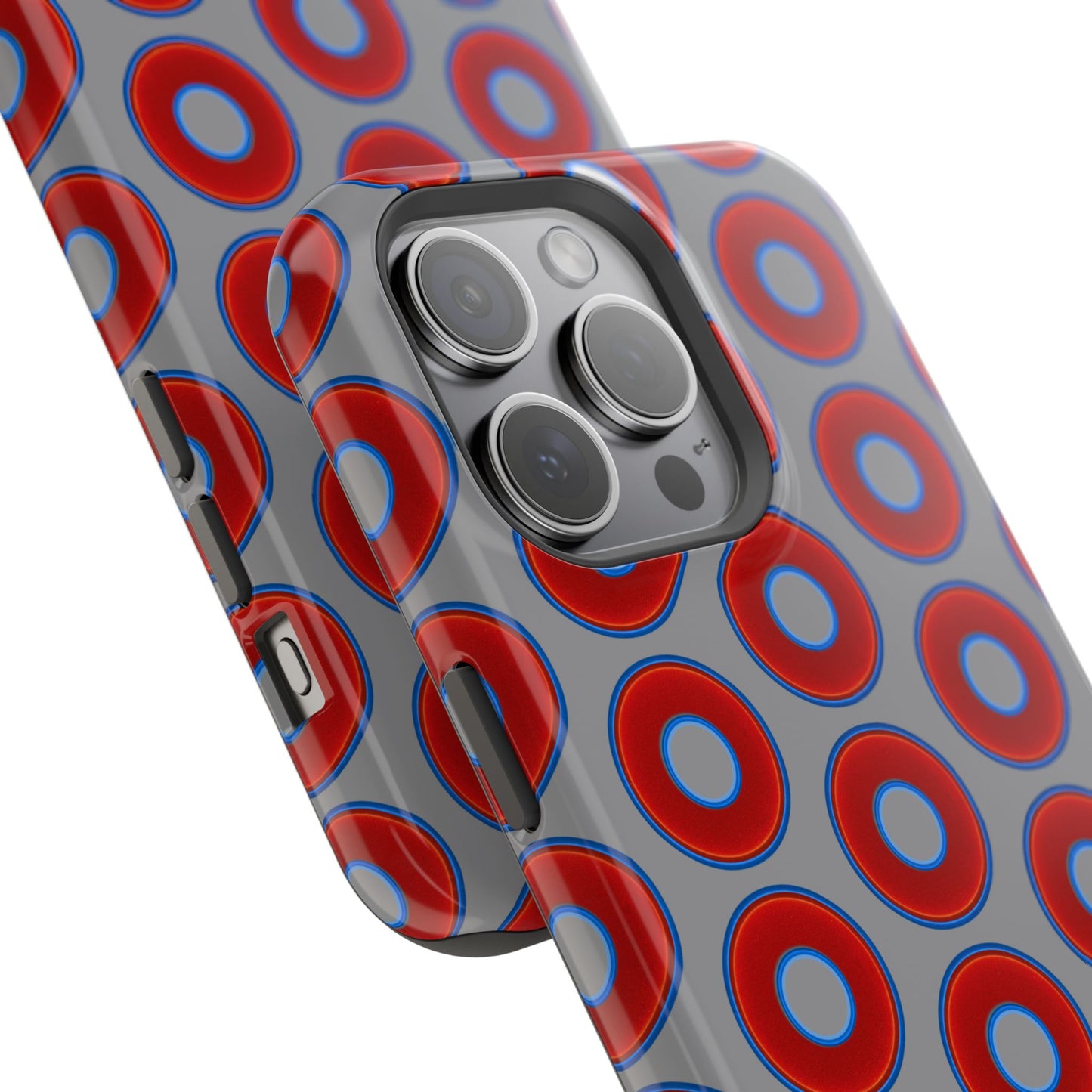 Impact-Resistant Lumpy Donut Case - red vivid donut print w/gray background