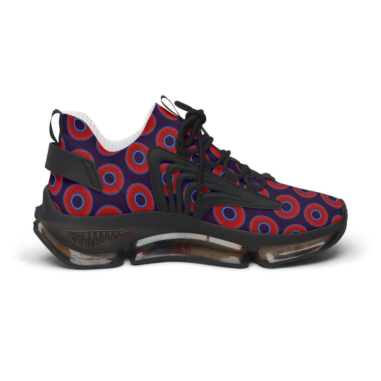 Women's Donut Kicks - red vivid donut print w/midnight purple background