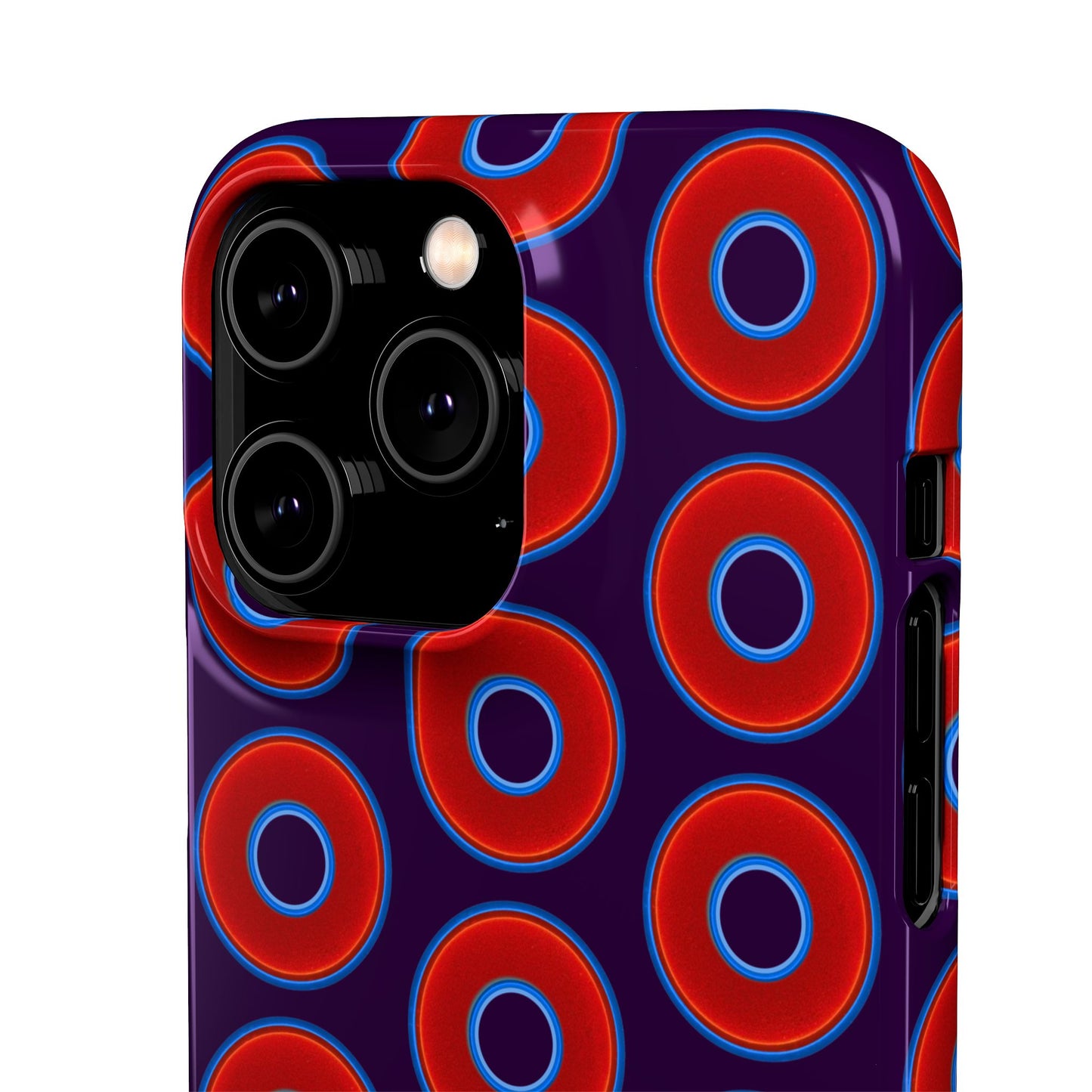 Lumpy Donut Snap Case - red vivid donut print w/midnight purple background