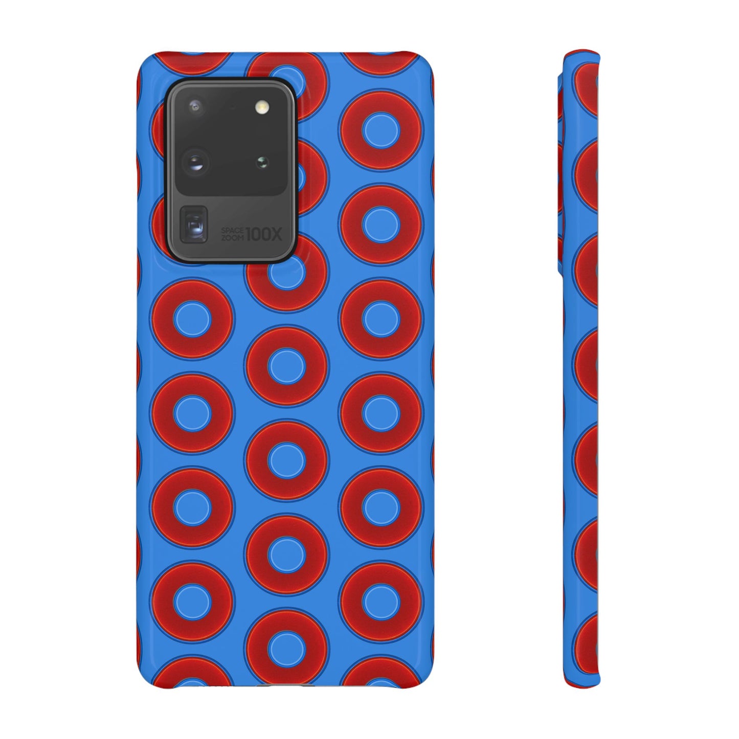 Lumpy Donut Snap Case - red vivid donut print w/light royal blue background