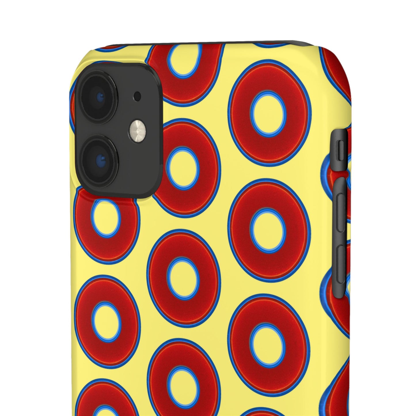 Lumpy Donut Snap Case - red vivid donut print w/yellow background