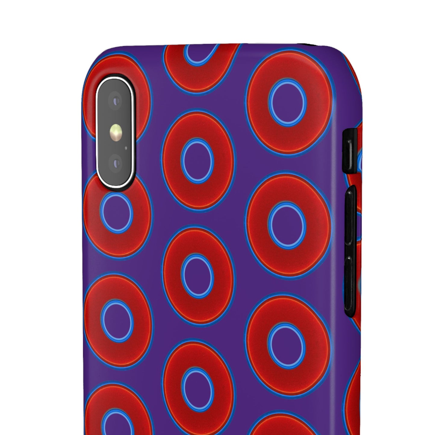 Lumpy Donut Snap Case - red vivid donut print w/dark purple background