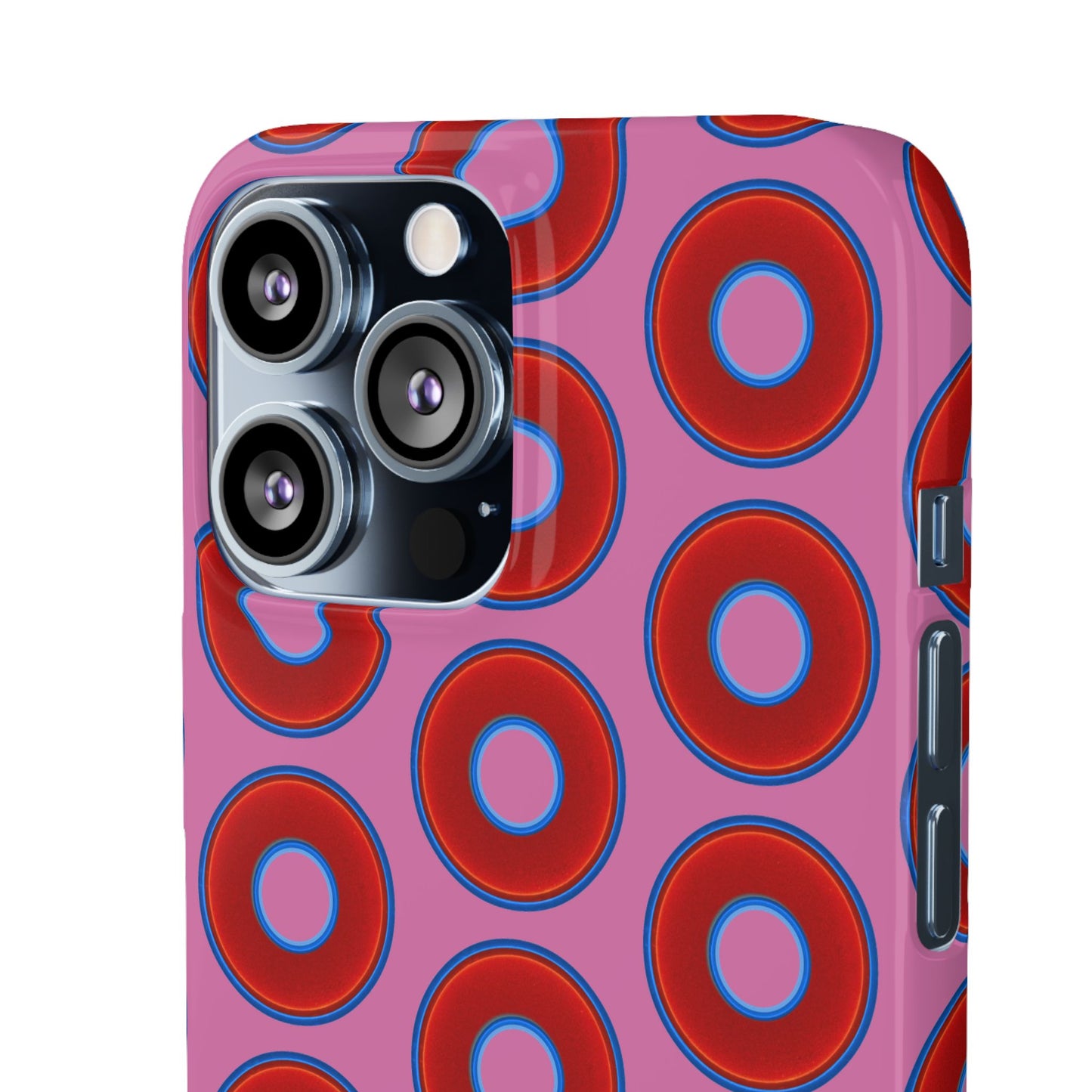 Lumpy Donut Snap Case - red vivid donut print w/light pink background