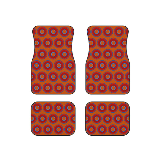 Contacted Car Mats - vivid donut print w/dark orange background