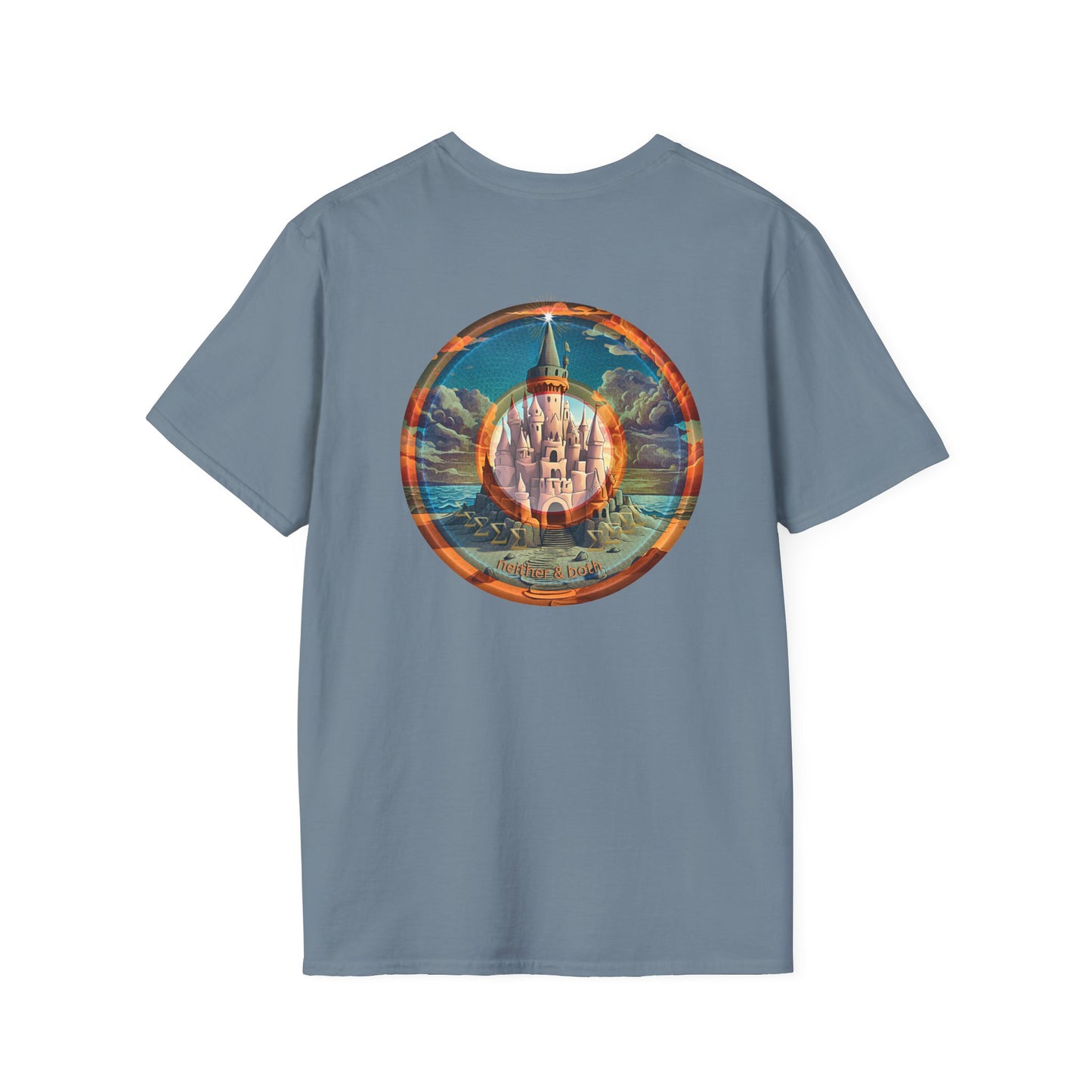 Classic Donut Tee - Unisex Soft-Style - "The Donut that Tides Never Reached" - series 1.0  - variant 2 - neither/both - blue/orange donut