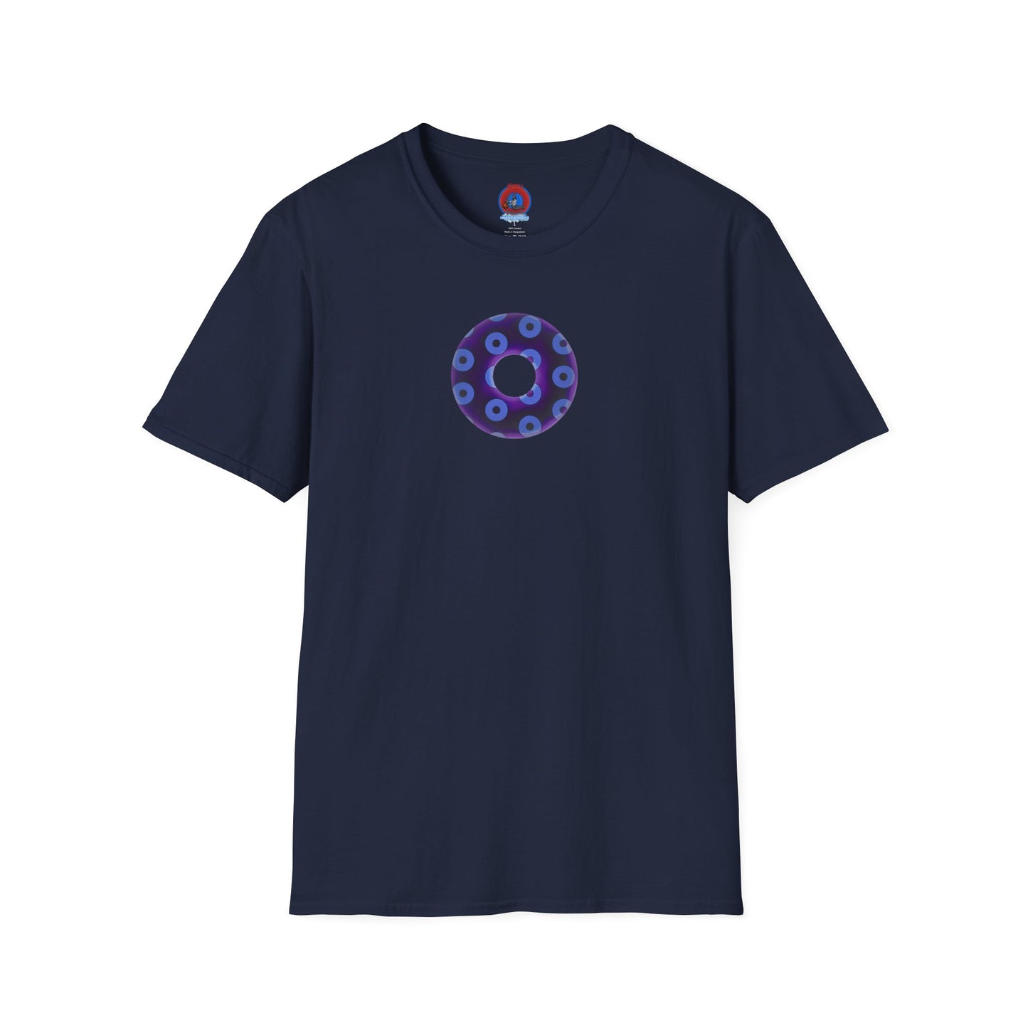 Plain Donuts/Unisex Soft-Style - "Plain Blimpy Paradoxical Donuts" - dark purple/Carolina blue donuts
