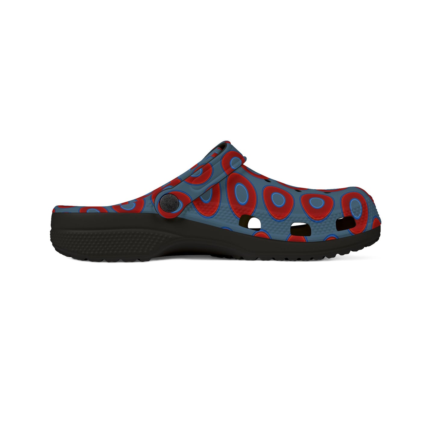 Spatchcocks - donut slip-on shoes - vivid red donuts w/steel blue background [unisex]