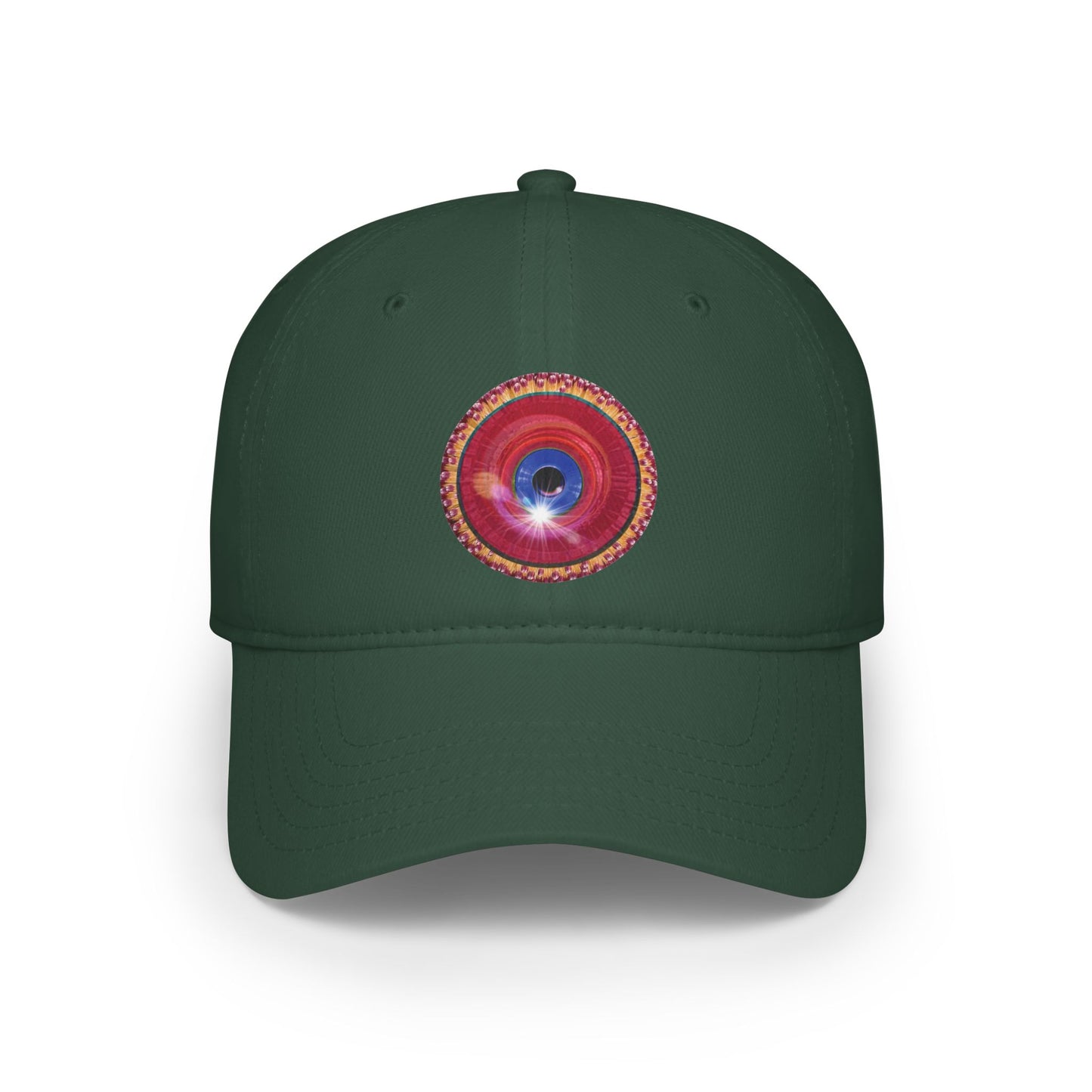 Lumpy Donut Baseball Cap - "Solitary Flour Donut Cap" - vivid red donut w/