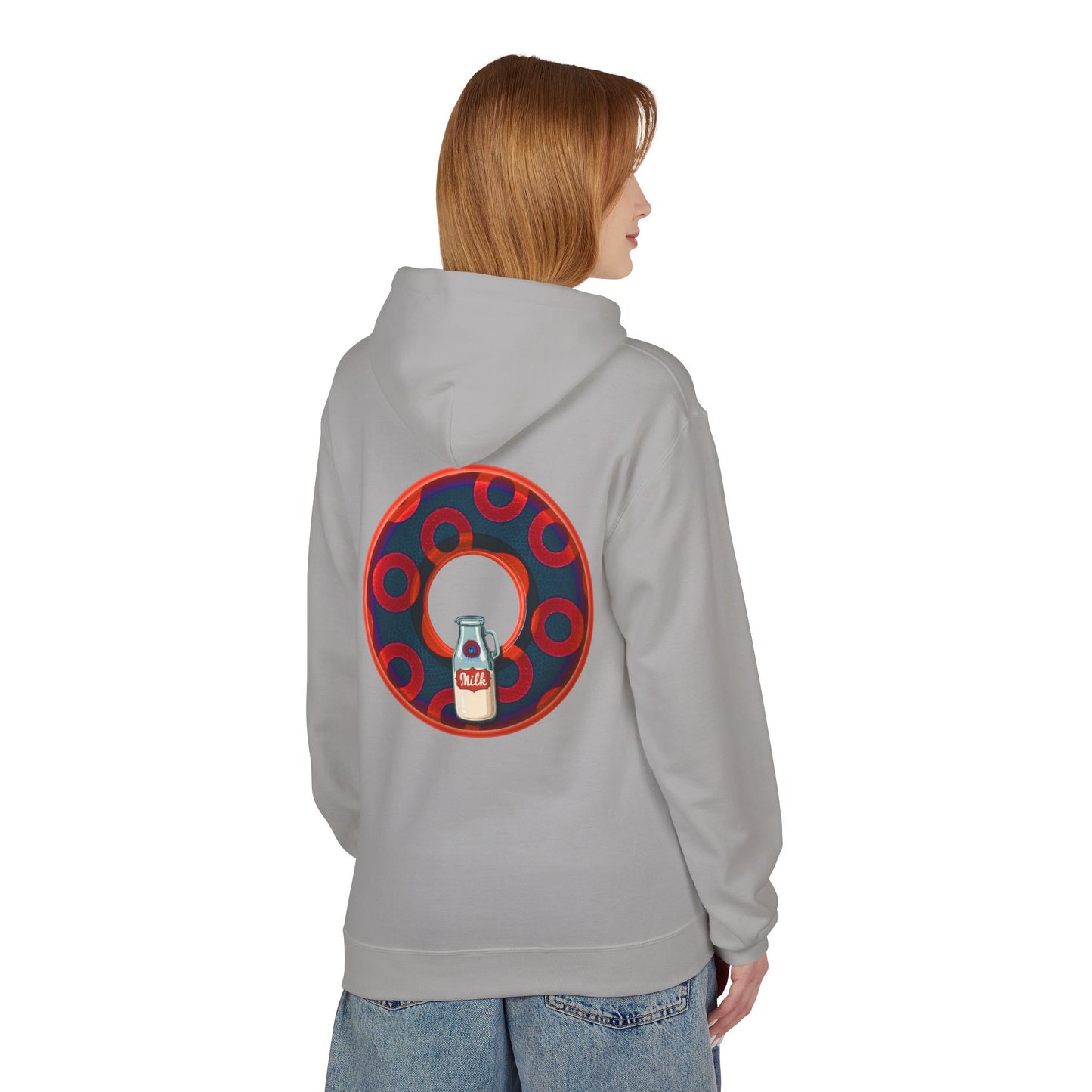Fleece Harry Hoodies [Midweight Soft-style] - "Wooked Cream Dairy - YEMSG Donut" - navy blue/red rustic paradox donut - variant 3