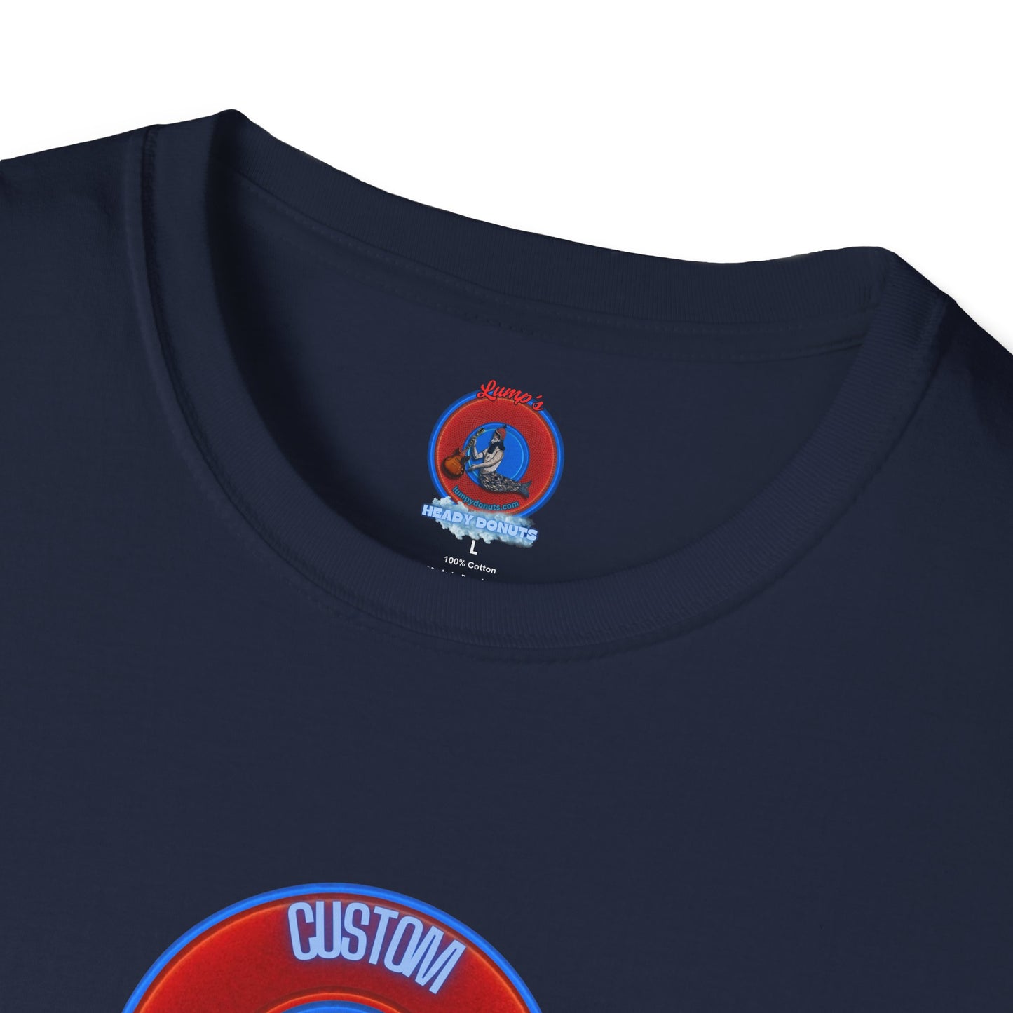 Classic Donut Tee - Unisex Soft-Style - "Example: Custom Donut Tee" - vivid red dirt mall donut
