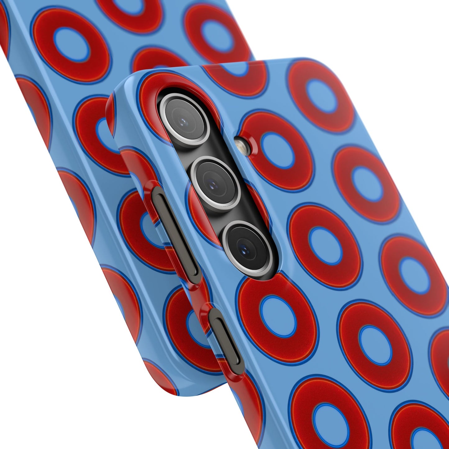 Lumpy Donut Snap Case - red vivid donut print w/light blue background
