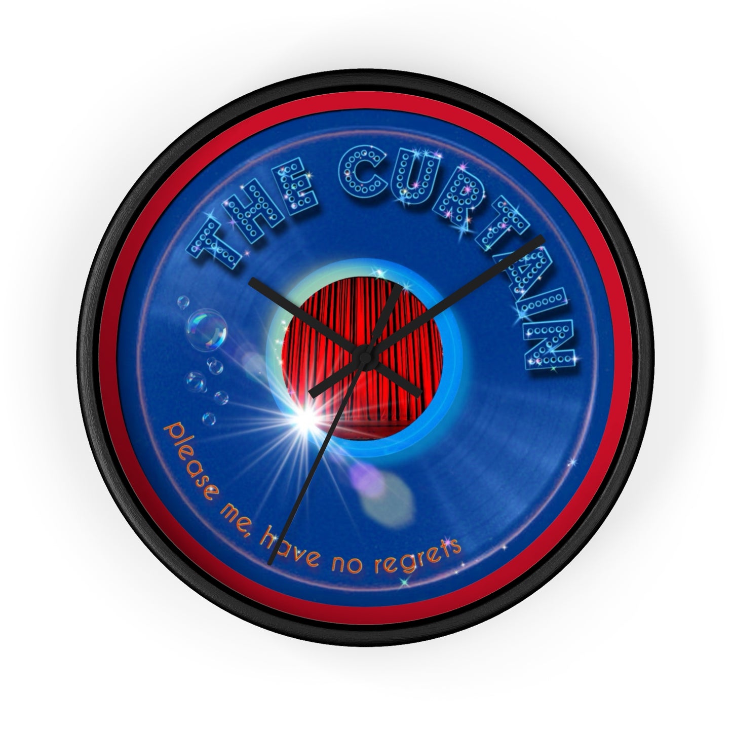 Lumpy Wall Clock - "The Official Donut W/O" - variant 1 - vivid blue donut w/dark red background