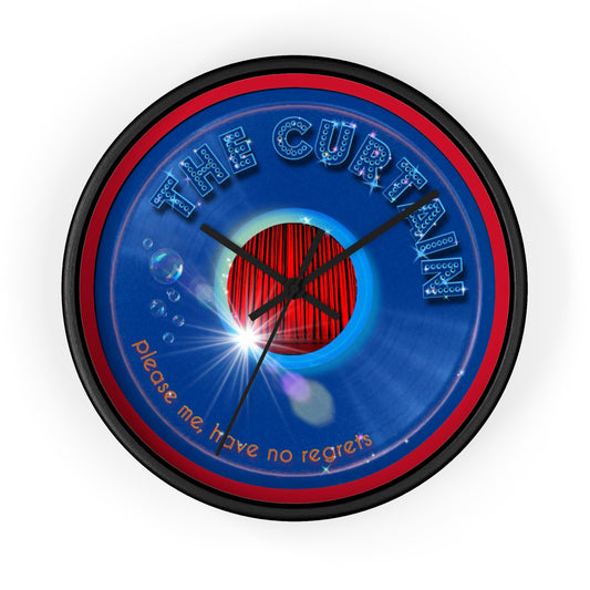 Lumpy Wall Clock - "The Official Donut W/O" - variant 1 - vivid blue donut w/dark red background