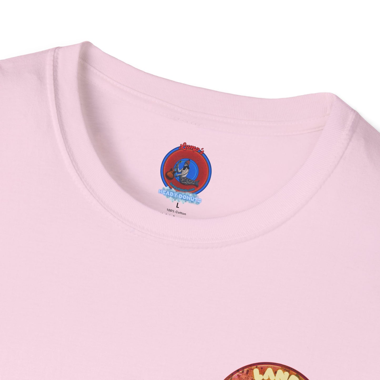 Classic Donut Tee - Unisex Soft-Style - "Donut made with Reforming Dough" - magenta/green donut