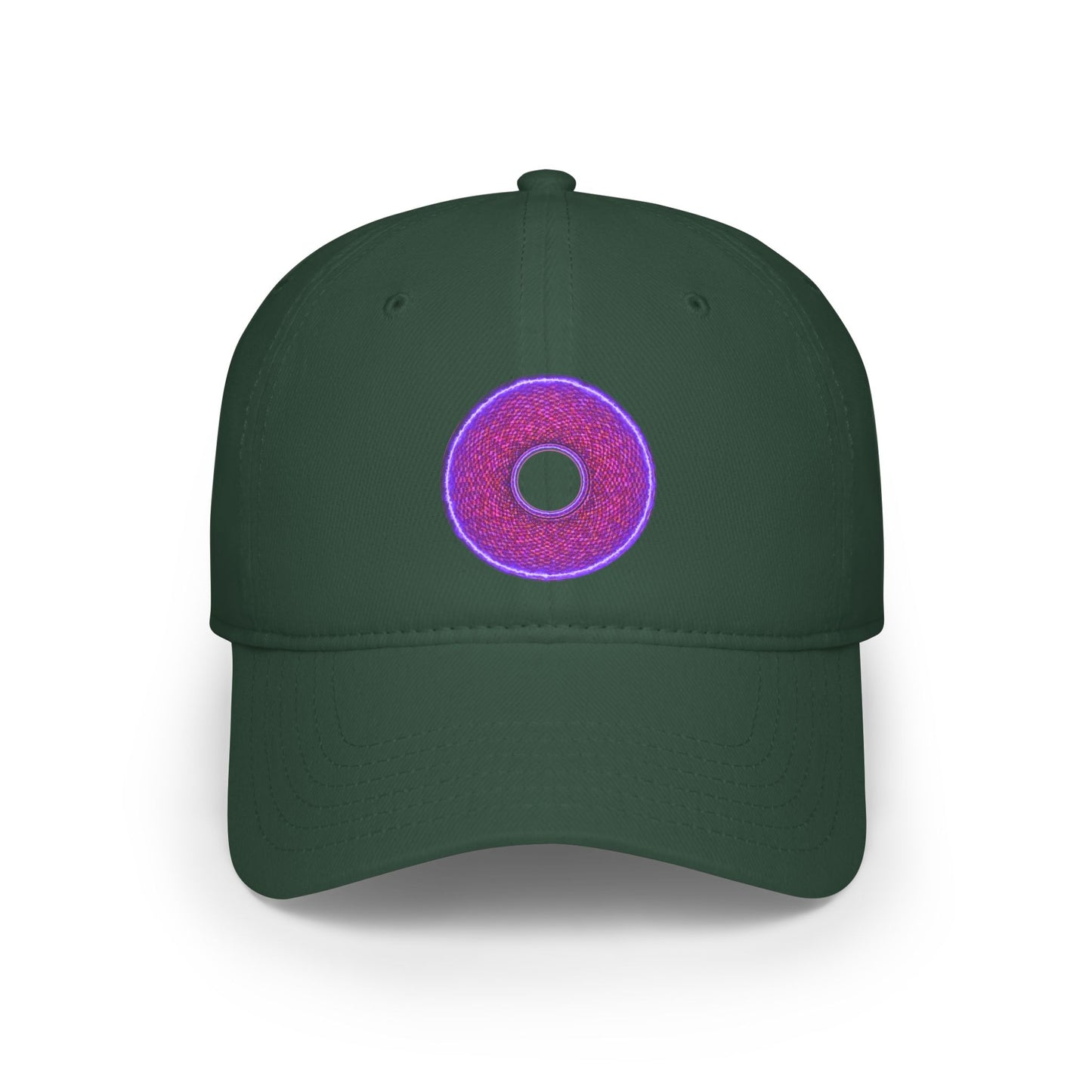 Lumpy Donut Baseball Cap - "Frankenstein Donut... it's Alive!" - purple pixilated donut w/