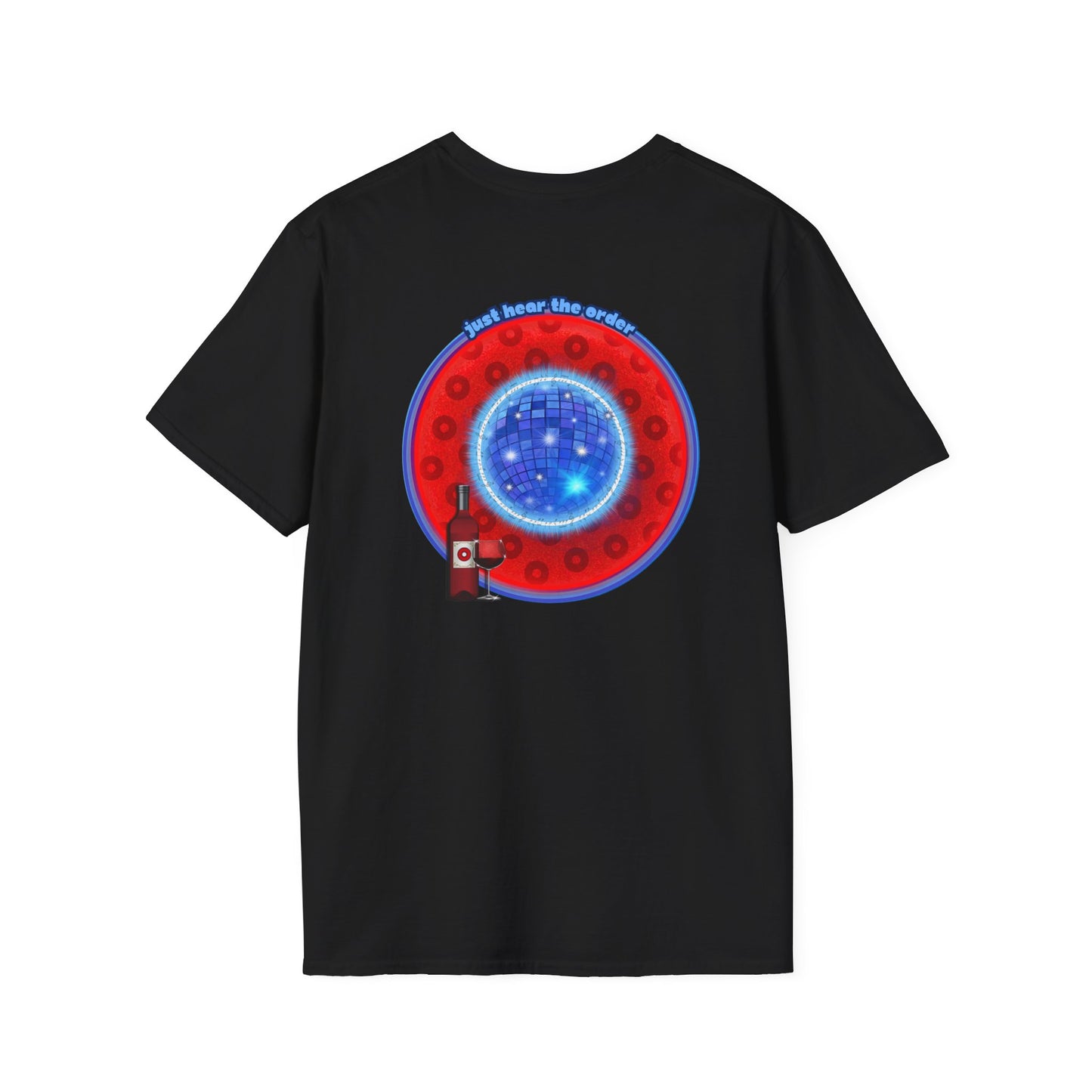 Classic Donut Tee - Unisex Soft-Style - "The Skipper's Donut" - red/blue paradoxical widemouthed donut