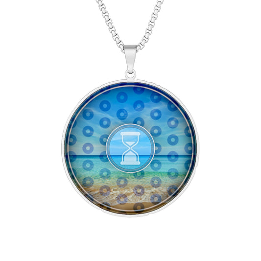ump's Heady Donut Necklace - 1" x 1" Stainless Steel Pendant - "Sandy Donut Pendant" - ocean paradox donut - variant 2
