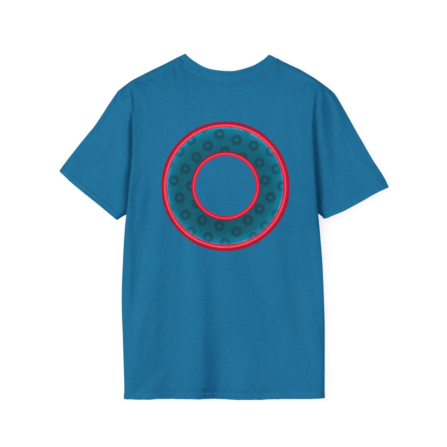 Plain Donuts/Unisex Soft-Style - "Plain Wide Mouthed Paradoxical Donuts" - dark aquamarine blue/red donuts