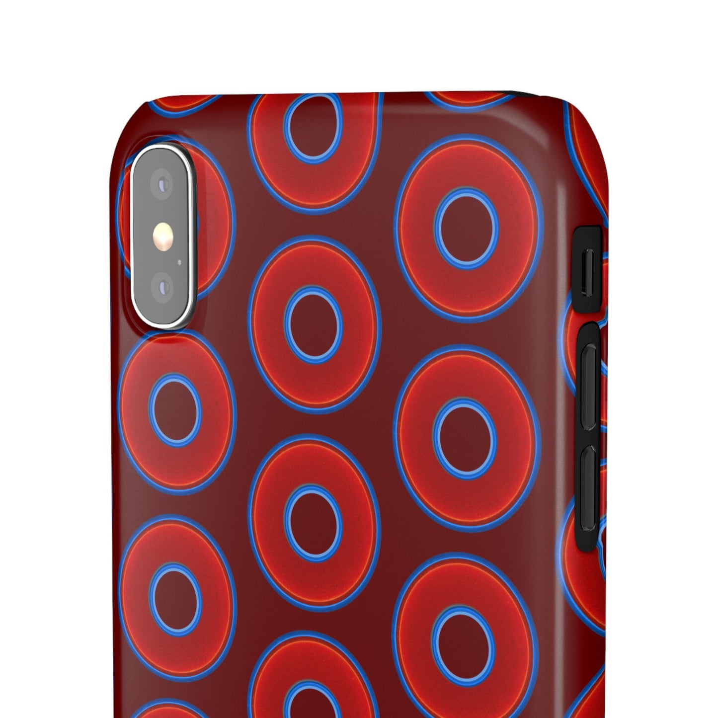 Lumpy Donut Snap Case - red vivid donut print w/dark red background