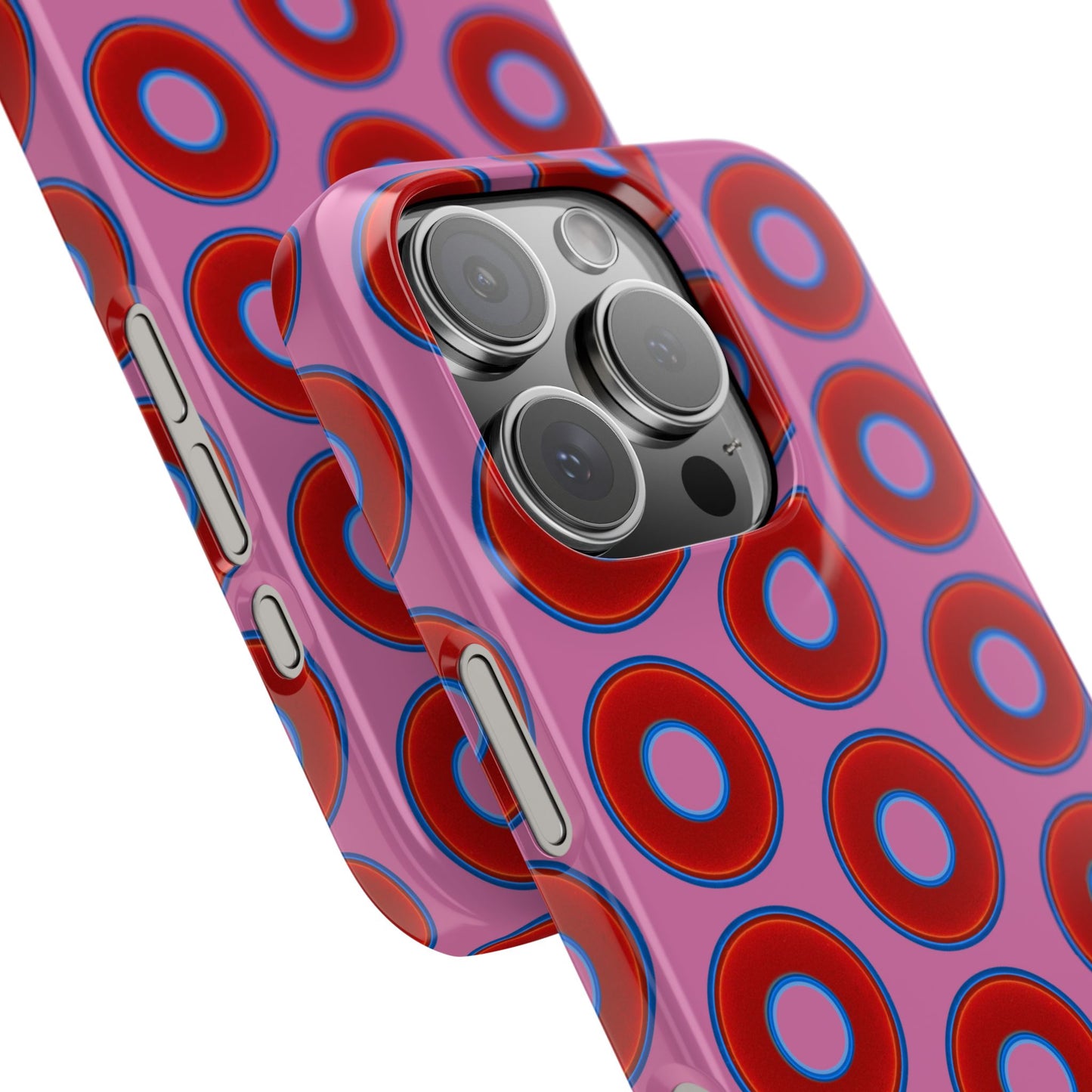 Lumpy Donut Snap Case - red vivid donut print w/light pink background