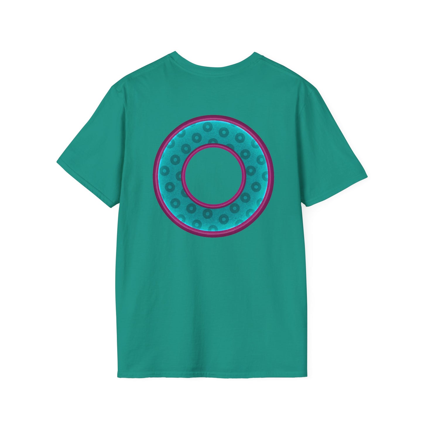 Plain Donuts/Unisex Soft-Style - "Plain Wide Mouthed Paradoxical Donuts" - teal/purple donuts