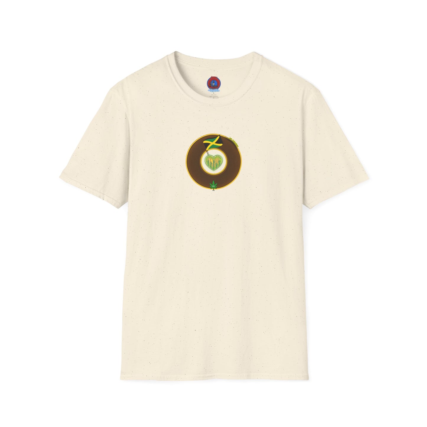 Classic Donut Tee - Unisex Soft-Style - "Jah Volunteers Protect Jah Love... and donuts!" - vivid brown/gold donut