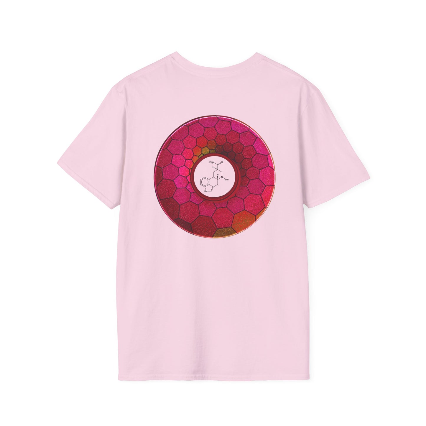 Classic Donut Tee - Unisex Soft-Style - "Dr. Albert Hofmann's Favorite Donut" - series 1.0  - variant 2 - magenta hexadonut