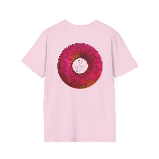Classic Donut Tee - Unisex Soft-Style - "Dr. Albert Hofmann's Favorite Donut" - series 1.0  - variant 2 - magenta hexadonut