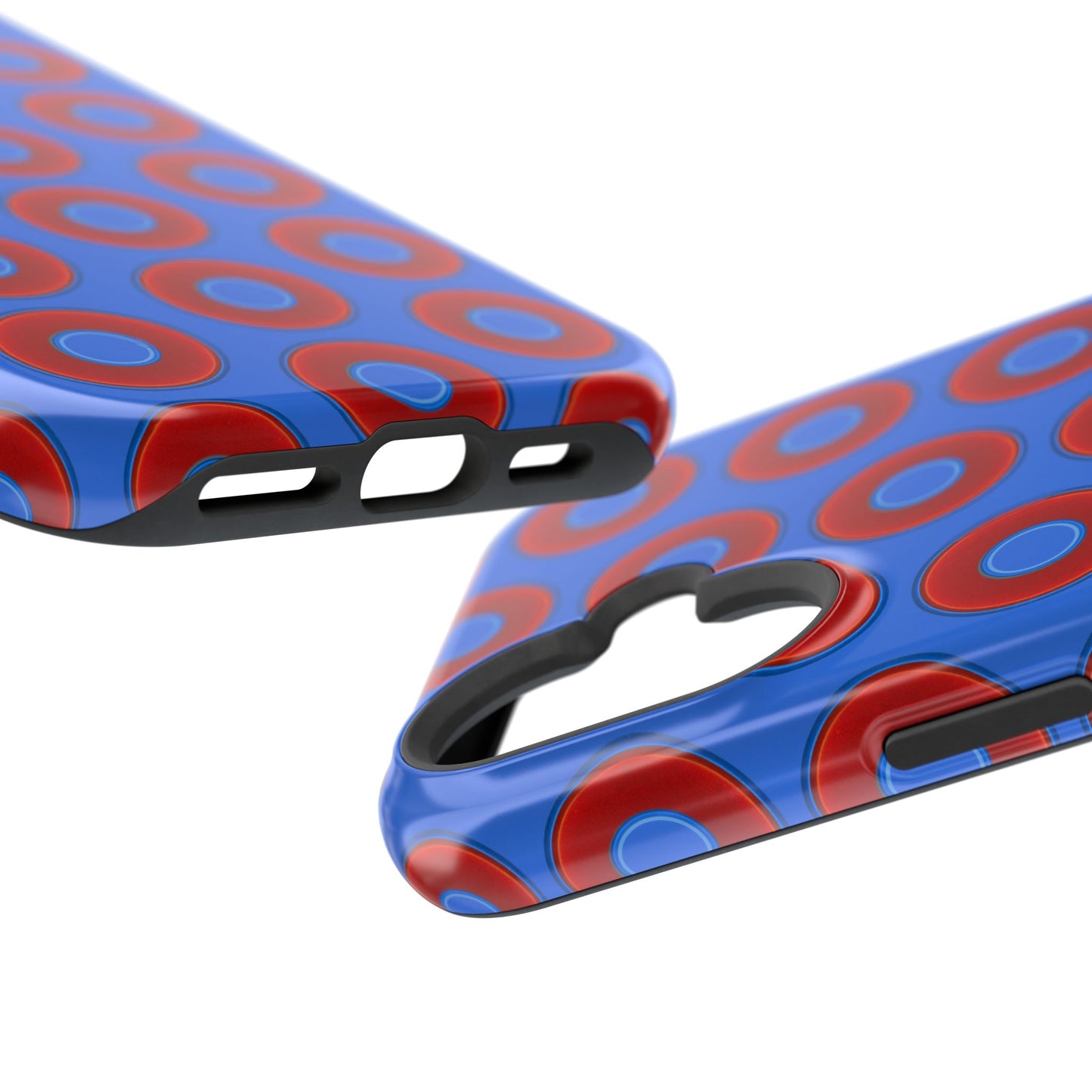 Impact-Resistant Lumpy Donut Case - red vivid donut print w/medium royal blue background