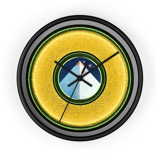 Lumpy Wall Clock - "Limestone Donuts Clocks so Large" - variant 3 - rustic golden donut w/gray background