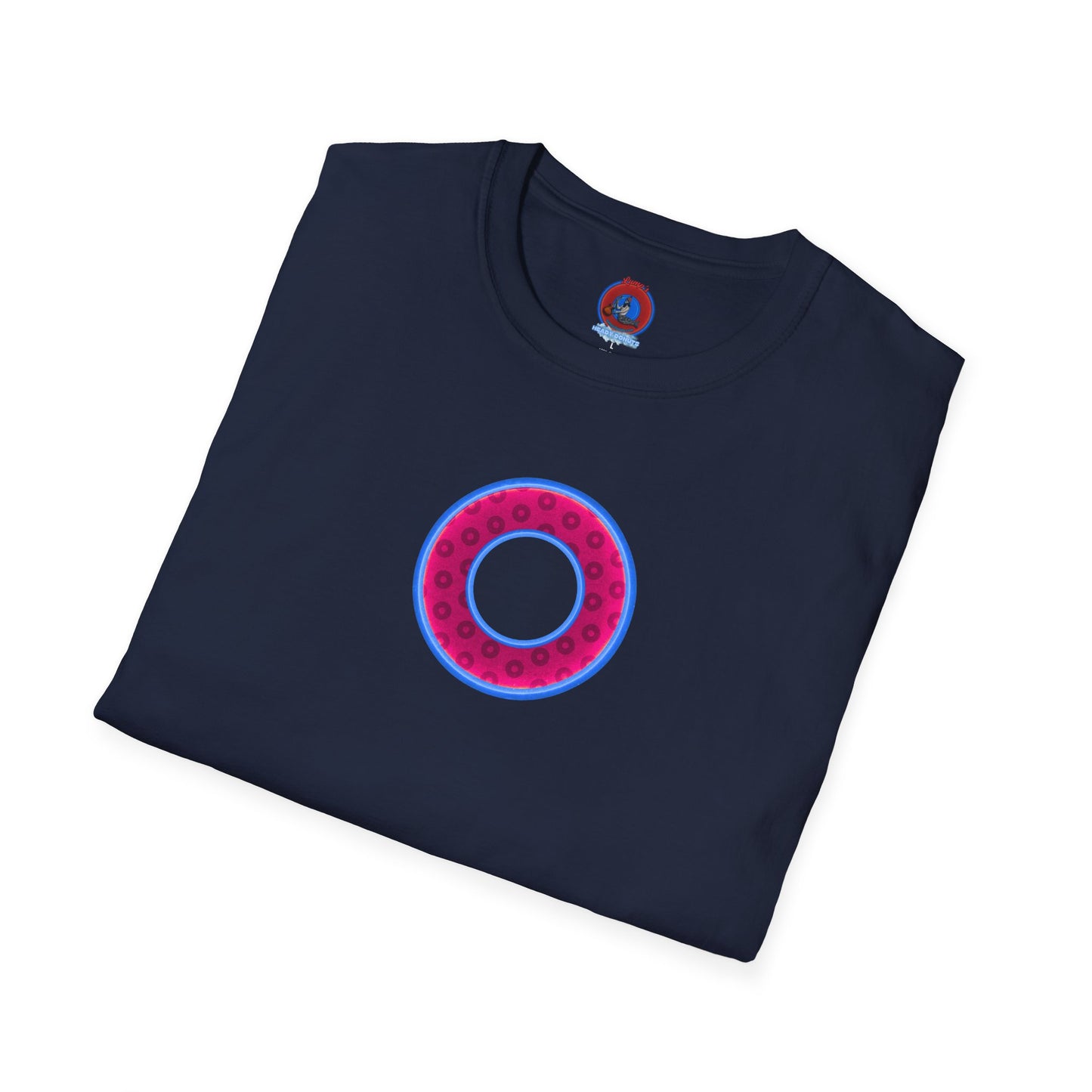 Plain Donuts/Unisex Soft-Style - "Plain Wide Mouthed Paradoxical Donuts" - bright magenta/light blue royal blue donuts