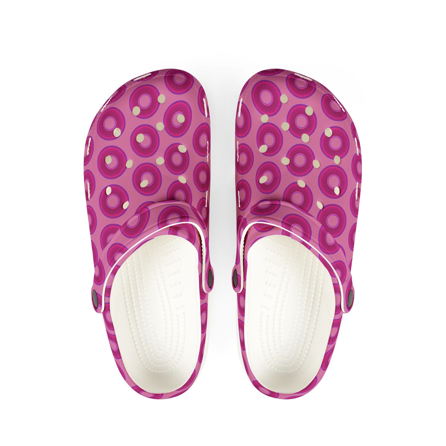 Spatchcocks - donut slip-on shoes - vivid magenta donuts w/pink background [unisex]