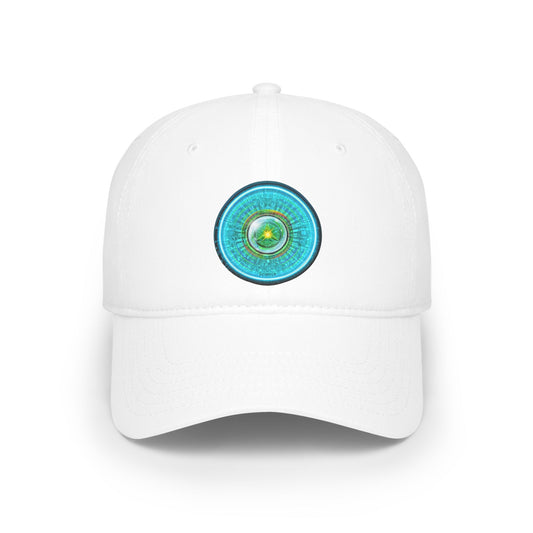 Lumpy Donut Baseball Cap - "Donut of Life Patch" - vivid turquoise tube donut w/ - variant 2